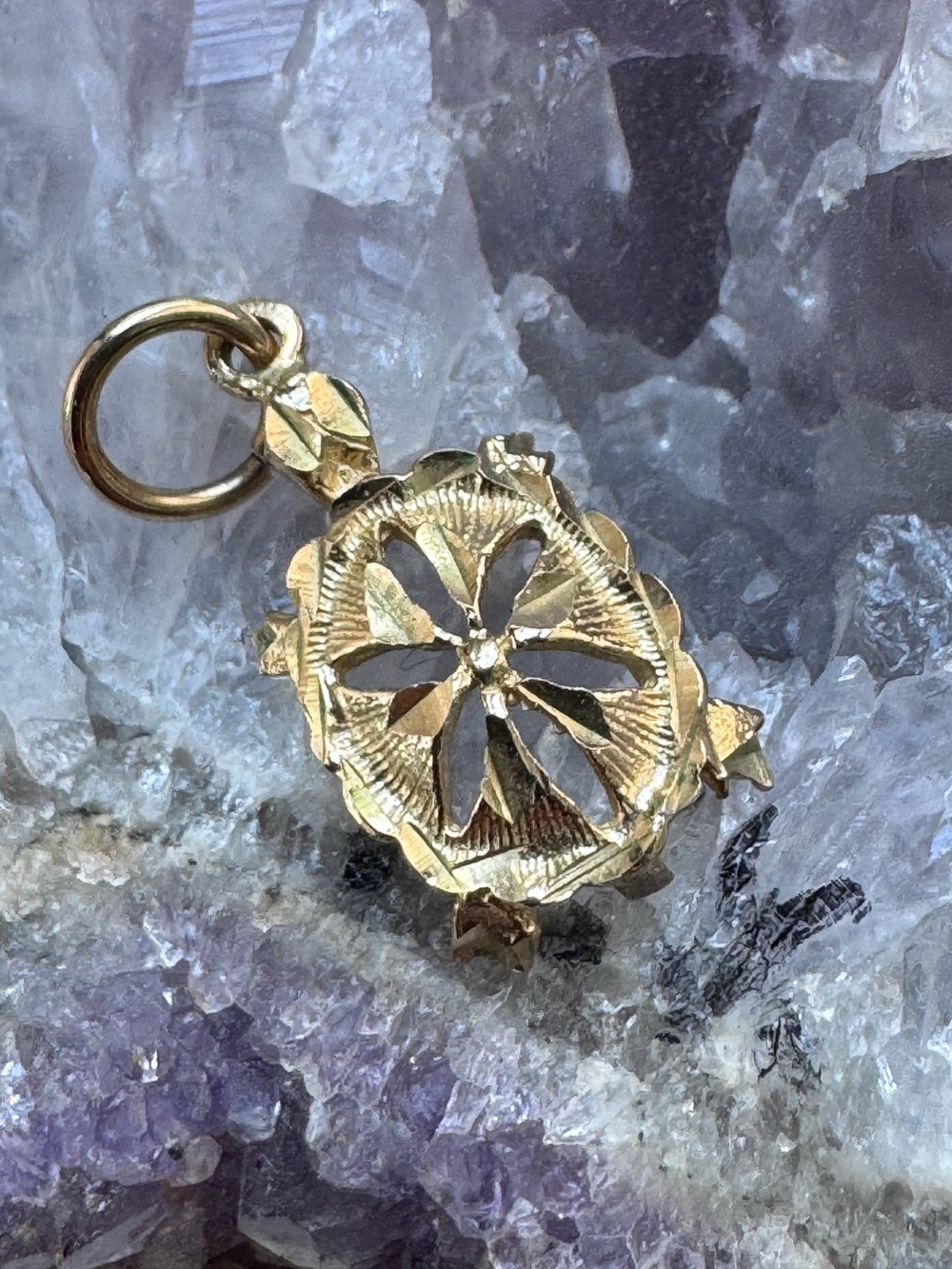 10K Gold Turtle Charm Pendant Sand-dollar Shell symbols longevity•protection